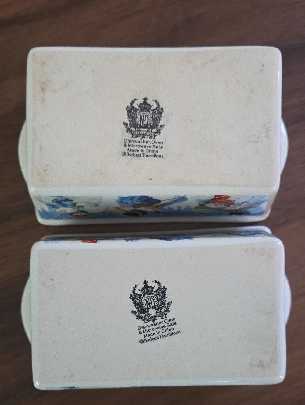 Pair of Ceramic Snowman Mini Loaf Pans